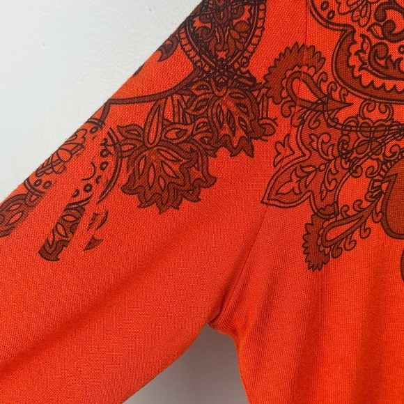 Domani Casual Stylish Cotton Blend Orange & Black Mandala Inspired Boho Top L - Picture 3 of 11